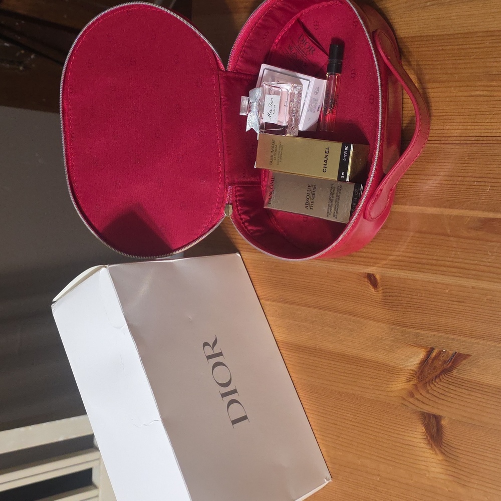 Dior Vibrant Red Cosmetic Case & Dior Box With Samples